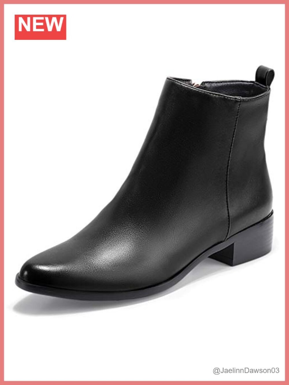 IDIFU Women's Pointed Toe Low Block Heel Ankle Boots